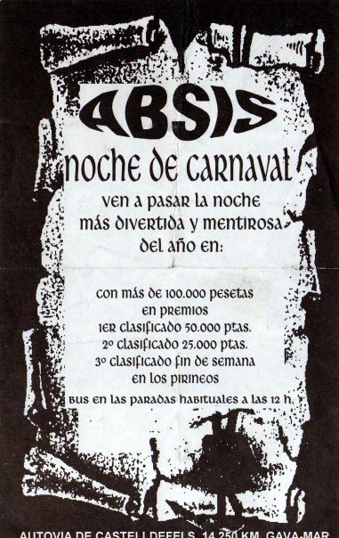 Flyer de la discoteca 'Absis' de Gav� Mar (Noche de Carnaval)